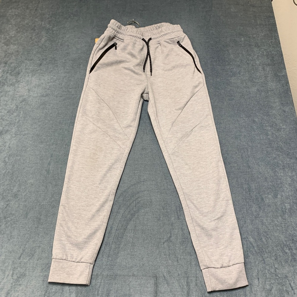 WT02 Jogger Pants Mens Medium Gray Stretch Easy Care Zipped Pockets Drawstring
